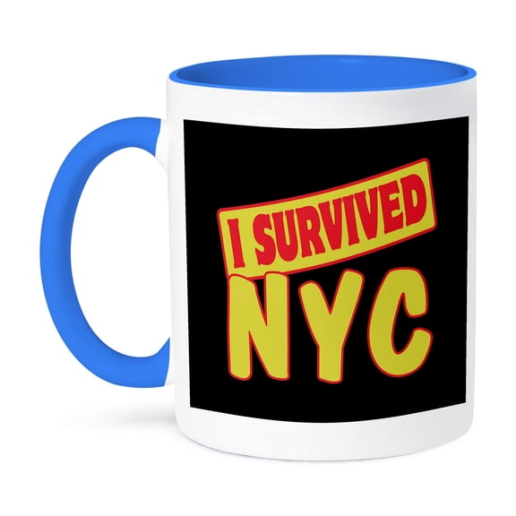 3dRose, I Survived Nyc New York City Survial Pride And Humor Design, 15oz Two-Tone Blue Mug