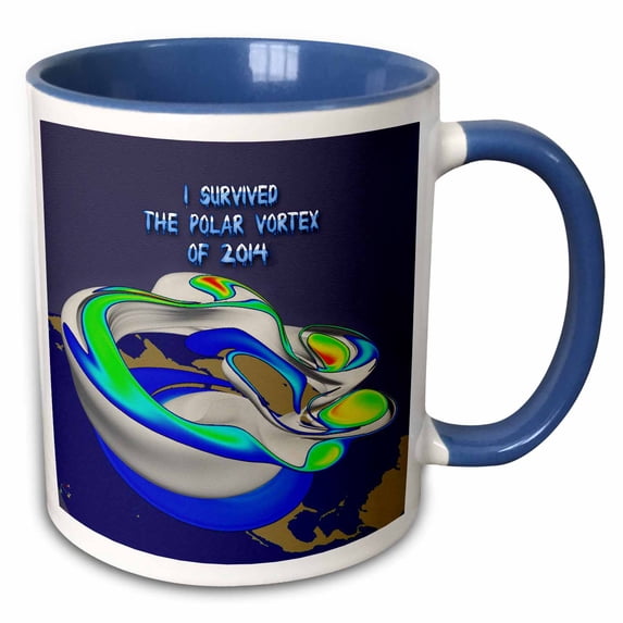 3drose, I Survived Polar Vortex of 2014 Rendering, 15oz Two-tone Blue Mug