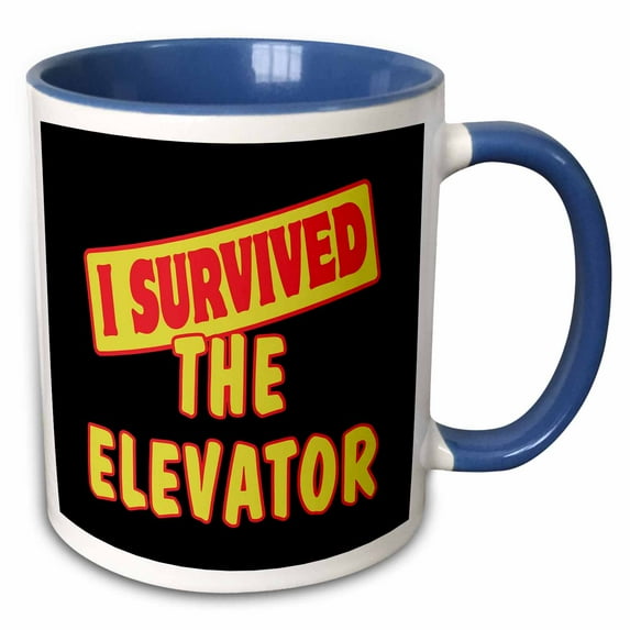 3drose, I Survived the Elevator Survial Pride and Humor Design, 11oz Two-tone Blue Mug