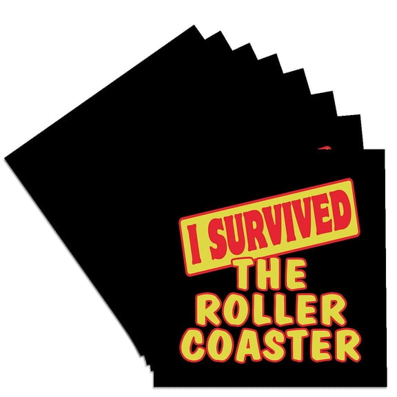 3dRose, I Survived The Roller Coaster Survial Pride And Humor Design, Set of 8 Ceramic Tile Coasters