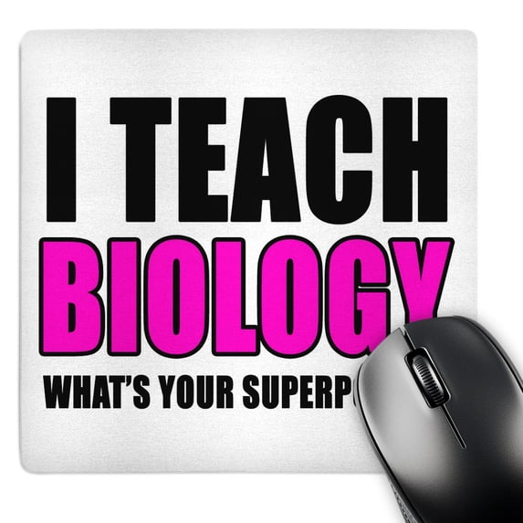 3dRose, I Teach Biology Whats Your Superpower Pink, MousePad