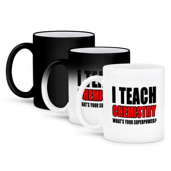 3dRose, I Teach Chemistry Whats Your Superpower Red, 11oz Magic Transforming Mug