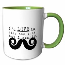 3drose, I Would Love to Stay but I Mustache Hipster Humor, 11oz Two-tone Green Mug