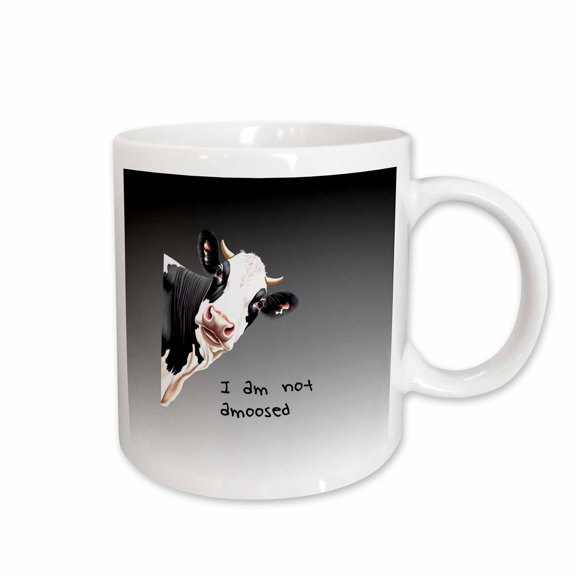 3drose, I Am Not Amoosed Cartoon Vector of Dairy Cow and Fun Quote, 15oz Mug