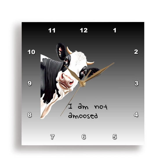 3dRose, I am Not Amoosed Cartoon Vector Of Dairy Cow And Fun Quote, 15x15 Wall Clock