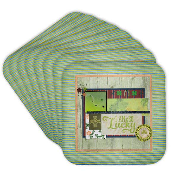 3drose, I Am So Lucky, Shamrock, Horseshoe, Flowers, Celtic Symbol, Green, Set of 8 Coasters - Soft