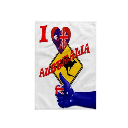 3dRose, I love Australia. Australian flag. Kangaroo., 15x22 Hand Towel