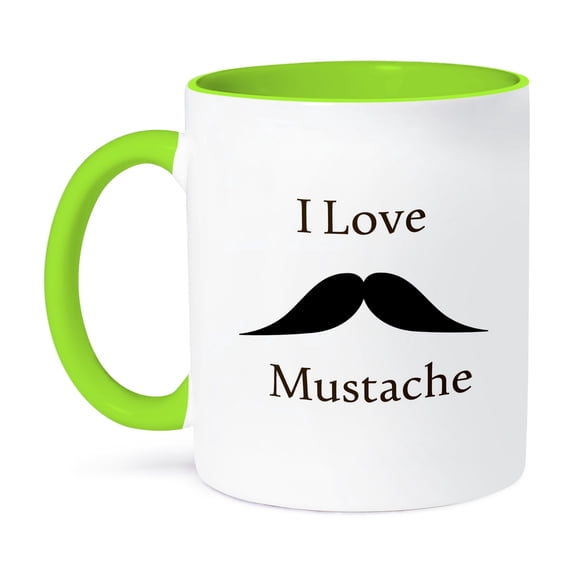 3dRose, I love Mustache Hipster Humor, 11oz Two-Tone Green Mug