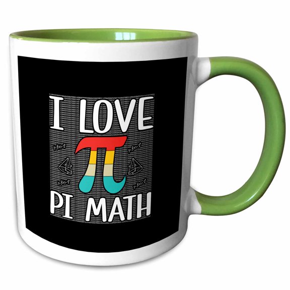 3drose, I Love Pi Math, the Mathematical Number Pi Day Celebration Design, 11oz Two-tone Green Mug