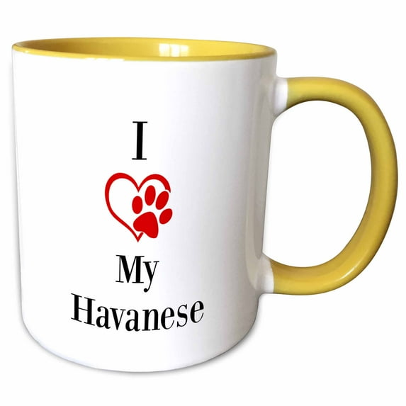 3drose, I Love My Havanese, 15oz Two-tone Yellow Mug