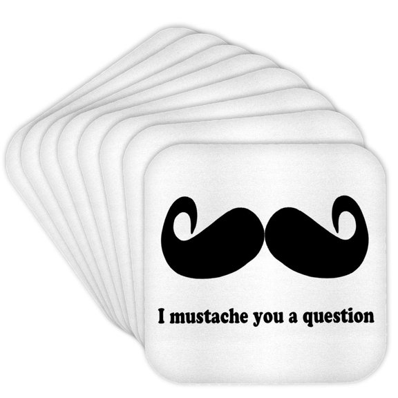 3dRose, I mustache you a question, set of 8 Coasters - Soft