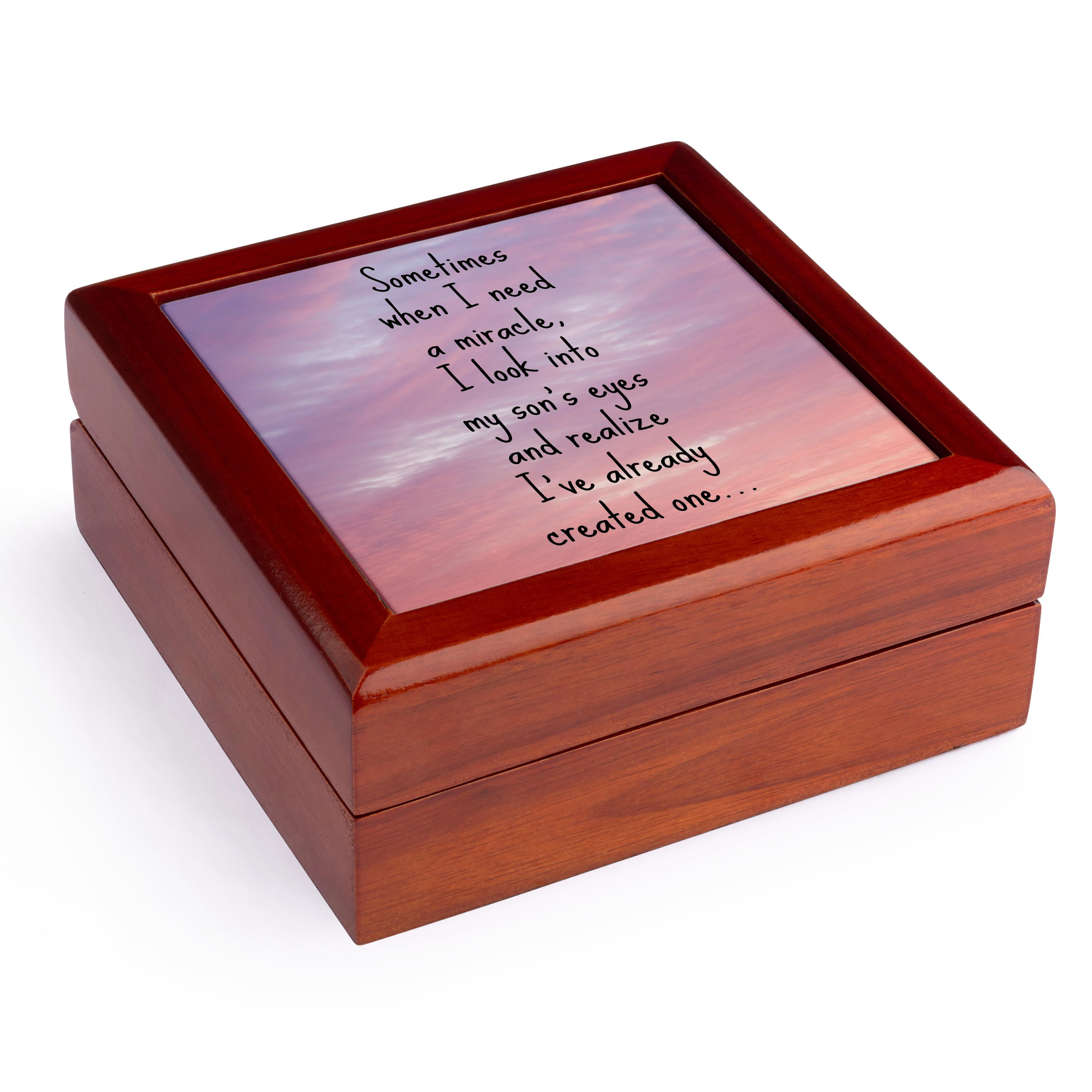3dRose, I need a miracle I look into my sons eyes and realize I have one, Jewelry Box 5.5x5.5 inch with 4 inch tile