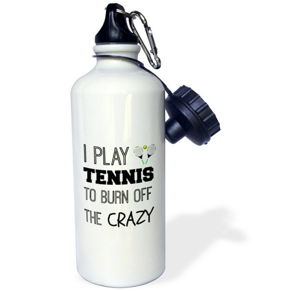 3dRose, I play tennis to burn off the crazy, 21 oz Sports Water Bottle