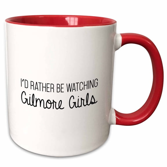 3drose, Id Rather Be Watching Gilmore Girls, 11oz Two-tone Red Mug