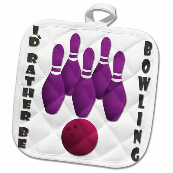 3dRose, Id rather be Bowling. Sport. Gym. Health., 8x8 Potholder