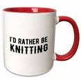 thumbnail image 1 of 3drose, Id Rather Be Knitting. Black Lettering on White Background., 15oz Two-tone Red Mug, 1 of 6