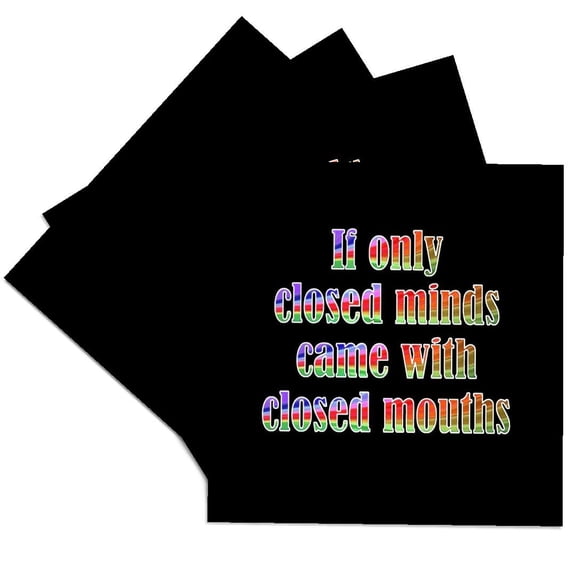 3drose, If Only Closed Minds Came with Closed Mouths Rainbow 2, Set of 4 Ceramic Tile Coasters