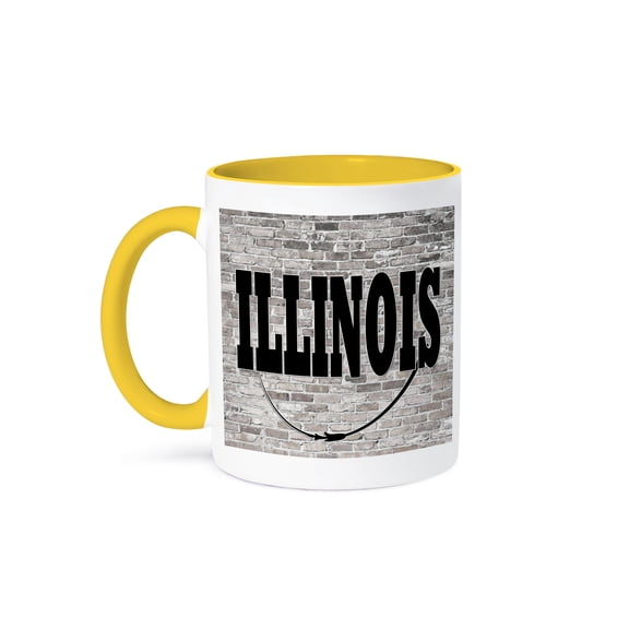 3dRose, Illinois. State Capital is Springfield., 15oz Two-Tone Yellow Mug