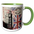 thumbnail image 1 of 3drose, Illustration Great Britain with Union Jack Flag, 11oz Two-tone Green Mug, 1 of 6