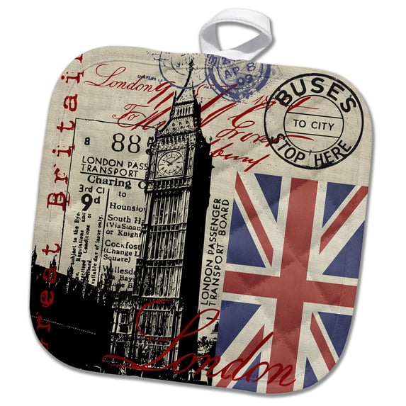 3dRose, Illustration Great Britain With Union Jack Flag, 8x8 Potholder