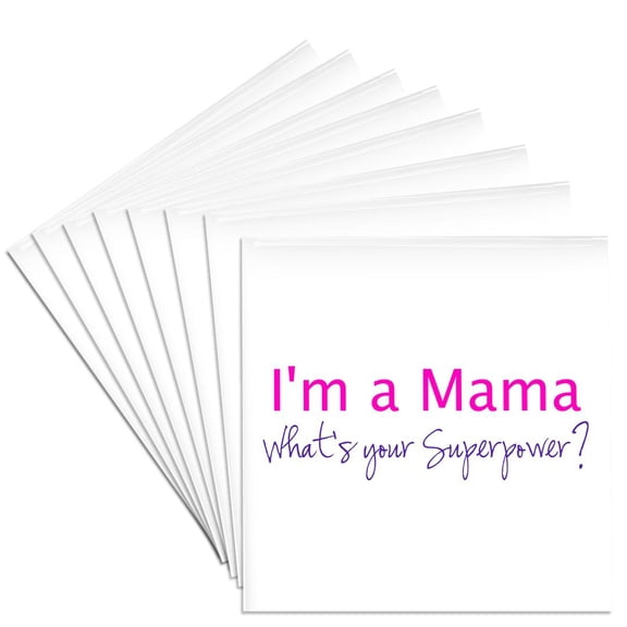 3dRose, Im a Mama. Whats your Superpower - hot pink funny gift for mom mother, Set of 8 Ceramic Tile Coasters