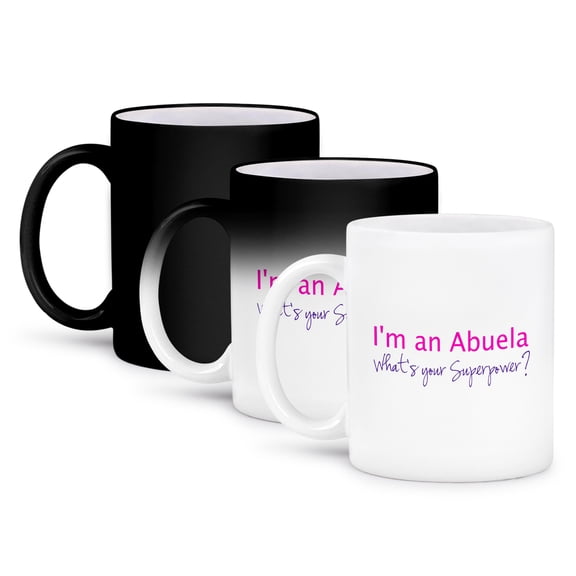 3dRose, Im an Abuela - Whats your Superpower - pink - funny gift for grandma, 11oz Magic Transforming Mug