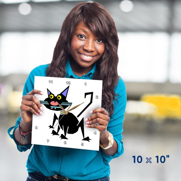 3dRose, Image Of An Art Deco Cat.jpg, 10x10 Wall Clock