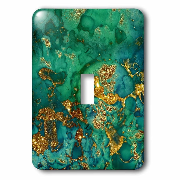 3dRose, Image Of Chic Trendy Green and Gold Marble Agate Gemstone Quartz, single toggle switch