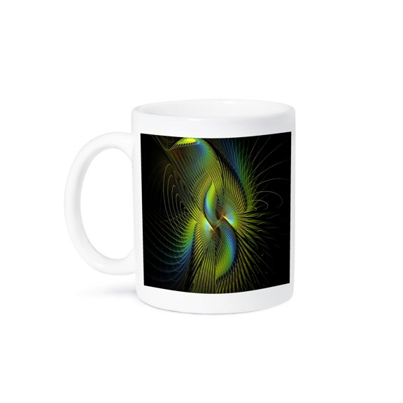 3dRose, Image of Fractal Abstract Chartreuse Web Design, 11oz Mug