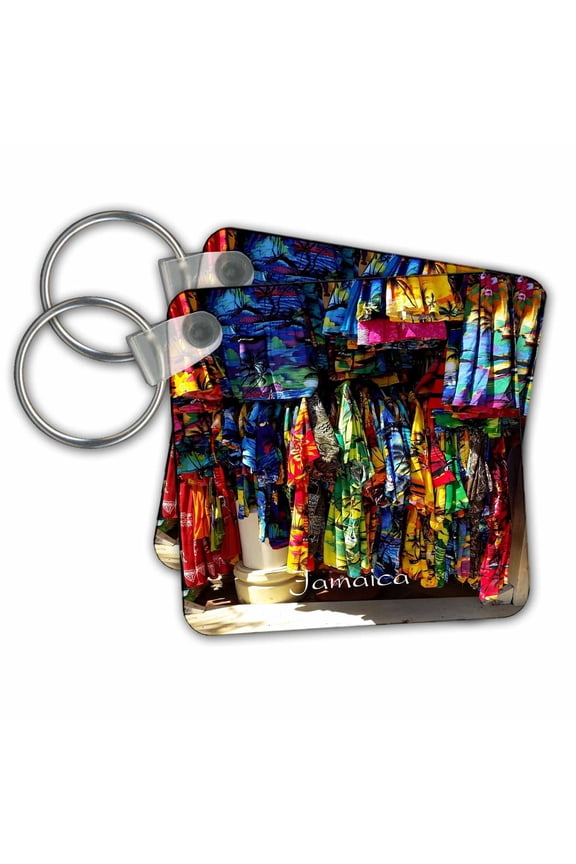 , Image Of Jamaican Hand Woven Clothing, set of 2 Key Chains