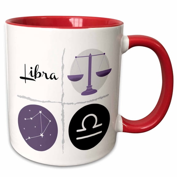 3drose, Image of Libra, 11oz Two-tone Red Mug