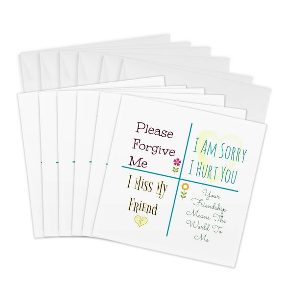 3drose, Image of Please Forgive Me Im Sorry I Hurt Your Feelings, 6 Greeting Cards with Envelopes