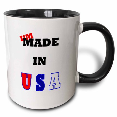 3drose, Image of Sign Says Im Made in Usa, 15oz Two-tone Black Mug