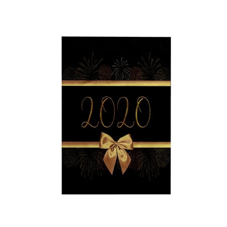 3dRose, Image of 2020, Gold Ribbons, Fireworks, and Bow Look, Black Background, 15x22 Hand Towel