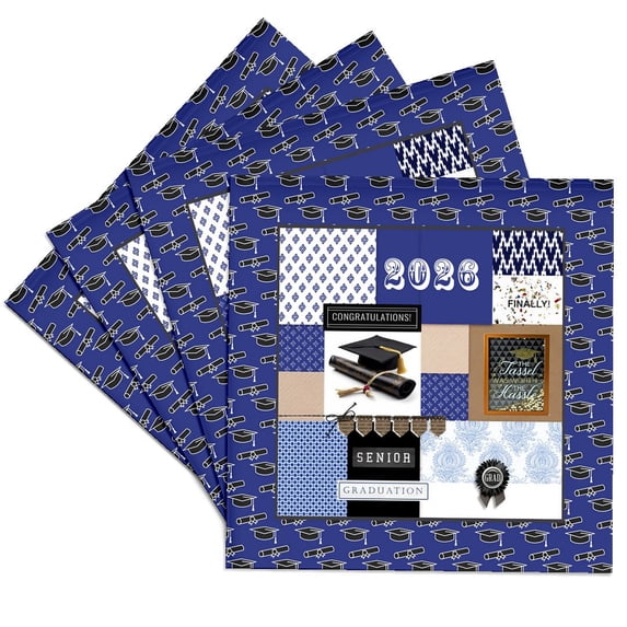 3drose, Image of 2026,grad Cap,diploma, Word Finally Tassel Worth Hassle, Blue, Set of 4 Ceramic Tile Coasters