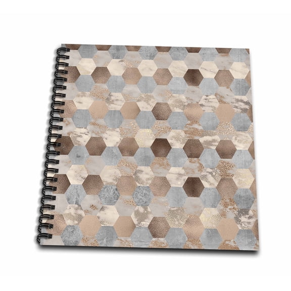 3dRose, Image of Abstract Trendy Geometrical Copper Marble Honey Comb Pattern, Drawing Book 8 x 8 inch