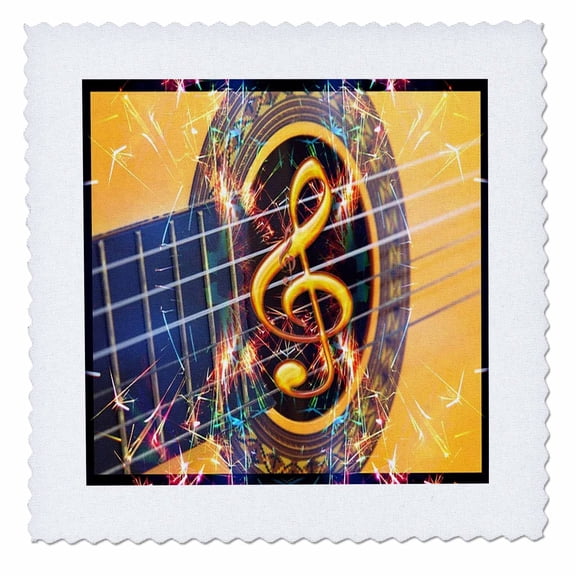 3dRose, Image of Acoustic Guitar Closeup, 12x12 inch quilt square