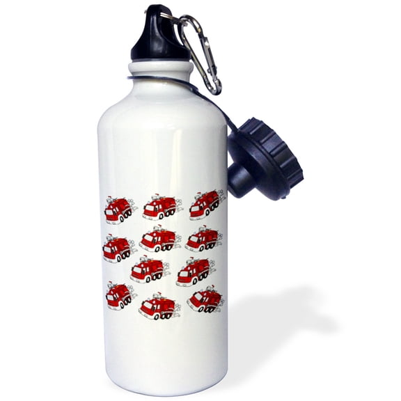 3dRose, Image of Adorable Cartoon Fire Engine Repeat Pattern, Flip Straw 21oz Water Bottle