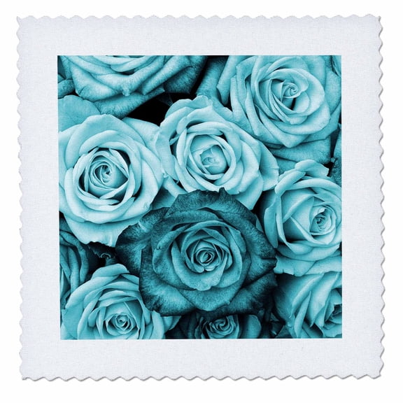 3dRose, Image of Aqua And Turquoise Roses In Close Up, 12x12 inch quilt square
