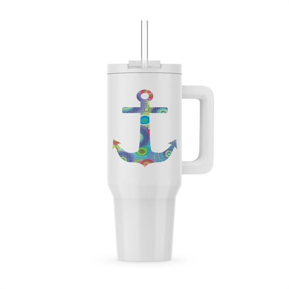 Image Of Beautiful Blue And Aqua Anchor, 40oz Tumbler