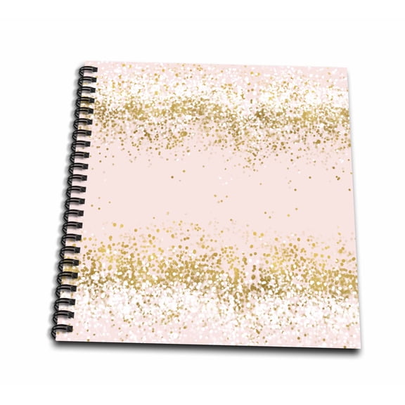 3dRose, Image of Blush Pink Gold Confetti Dots, Drawing Book 8 x 8 inch