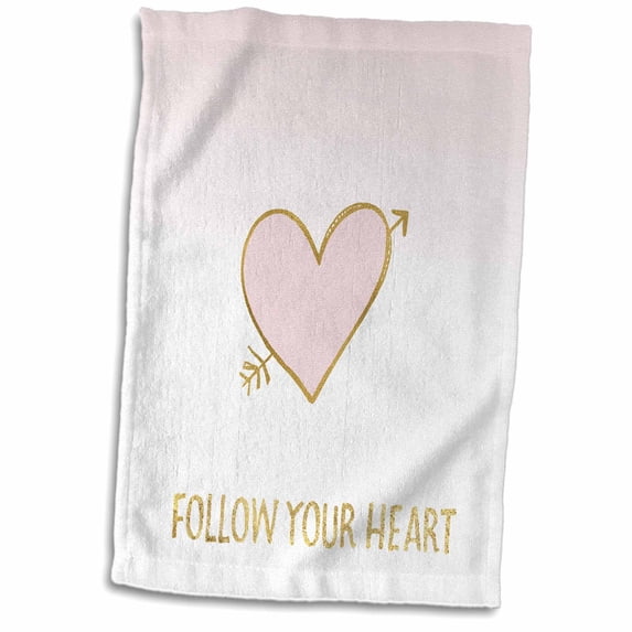 3dRose, Image of Blush Pink Gold Follow Your Heart Glam, 15x22 Hand Towel