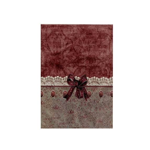 3dRose, Image of Burgundy Flora Damask Beige Lace Buttons and Bow Design, 15x22 Hand Towel