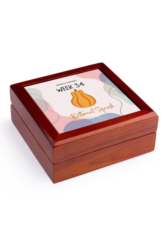 , Image of Butternut Squash how big is your baby week 34, Jewelry Box 5.5x5.5 inch with 4 inch tile