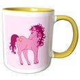 thumbnail image 1 of 3drose, Image of Cartoon Girly Pink Pony with Big Eyes on Pink, 15oz Two-tone Yellow Mug, 1 of 6