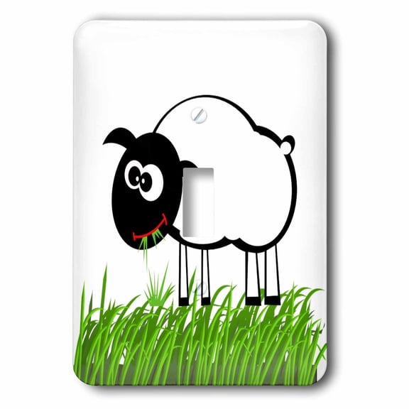 3dRose, Image of Cartoon Sheep Eating Grass, single toggle switch