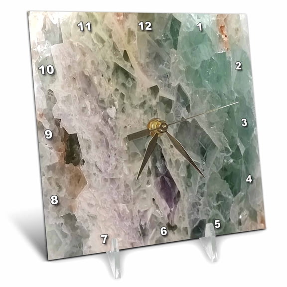 3dRose, Image of Close Up Of Green And Ivory Agate, 6x6 Desk Clock