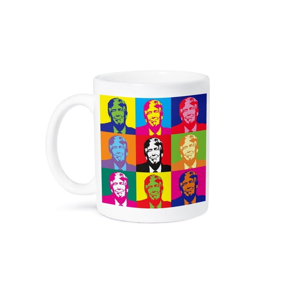 3dRose, Image of Collage Of Nine Trump Faces In Abstract Colors, 11oz Mug