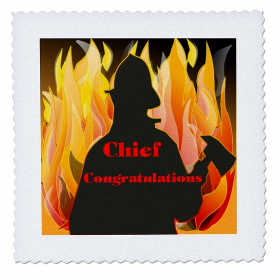 3dRose, Image of Congratulations For Fire Chief with Dramatic Flames, 8x8 inch quilt square