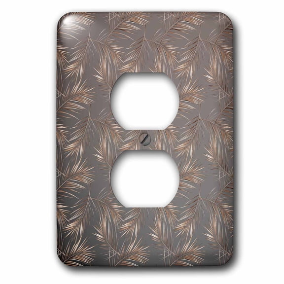 3dRose, Image of Dark Aloha Copper Foliage Metal Leaf Tropical Hawaii Pattern, 2 plug outlet cover